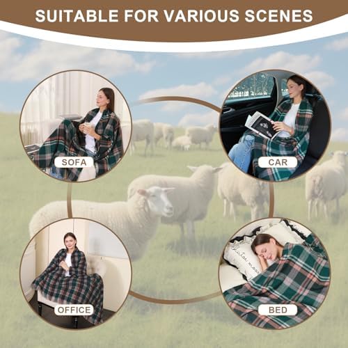 Pure Wool Plaid Throw Blanket,Super Soft Lightweight Home Decorative Throw - Image 7