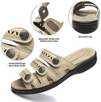 Women's Comfort Leather Slides Lightweight Flat Sandals Cute Slip On Casual Walking Slippers - Image 3