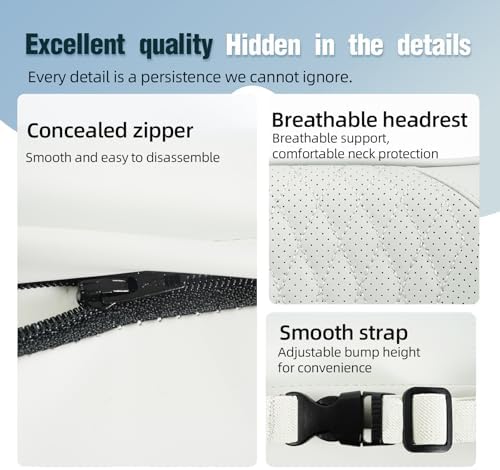 Car Neck Pillow, Memory Foam Headrest Support with Soft Nappa Leather-Feel Cover and Adjustable Strap for Driving, 2 Pack, Grey - Image 7