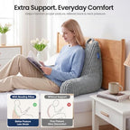 Reading Pillow for Sitting up in Bed, Adjustable Memory Foam Bed Rest Pillow, Wide-wale Plush Cover Machine Washable, Neck Back and Lumbar Support Pillow-Grey - Image 3