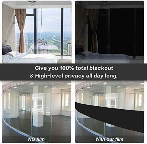 WochiTV Total Blackout Window Film 100% Light Blocking Non Adhesive No Residue Removable Opaque Static Cling Privacy Glass Tint for Home Bedroom Darkening Heat Control (29.5 in x 6.56 Ft) - Image 3
