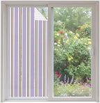 Window Privacy Film Frosted, Purple Brown Striped Non-Adhesive Static Cling Window Tint, Modern Farmhouse Vertical Stripes Insulated Windows Frosted Films for Living Room, 35.4 x 78.7 Inches by Unknown