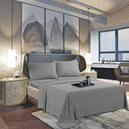Mocassi King Sheet Set - Luxury Hotel 1800 Premier Bedding Sheets & Pillowcases - Ultra Soft Breathable & Cooling Bed Sheets - Deep Pocket - Wrinkle Resistant - 4 Piece Set - King, Gray - Image 2