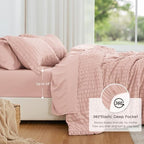 Love's cabin Seersucker Pink Full Comforter Set, 7-Piece Bed in a Bag - Image 3