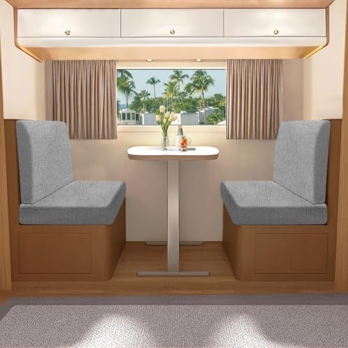 molasofa Leather Like RV Dinette Cushion Covers, RV Booth Seat Cover Stretchable Camper Cushion Couch Covers Washable Slipcovers for Camper Car Bench (2 Bench Cover & 2 Backrest Cover, Lightgray-256) - Image 2