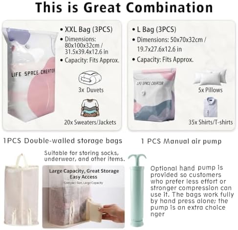 No-Pump Vacuum Storage Bags, Life Space Creator Storage Bags (6) - Image 2