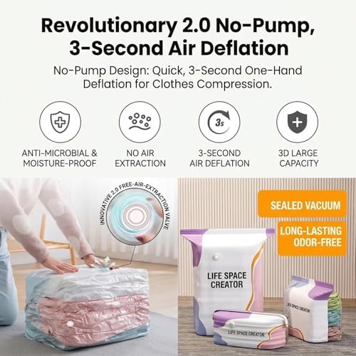No-Pump Vacuum Storage Bags, Life Space Creator Storage Bags (6) - Image 3