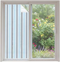 Window Privacy Film Frosted, Light Blue Striped Non-Adhesive Static Cling Window Tint, Minimalist Vertical Stripes Insulated Windows Frosted Films for Living Room, 35.4 x 78.7 Inches by Unknown