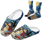 Jeiento Winter Fuzzy Slipper and Crew Socks for Women,Adult Slip-on Close Toe House Slipper,Flat Comfort home Slides by Jeiento