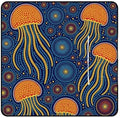 Zipper Foldable Picnic Blanket Jellyfish Orange Yellow 78.7x78.7 Inch by Unknown