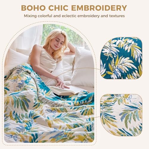 LUTBM Boho Throw Blanket for Bed 60"x80", All Season Cotton Couch Blankets - Image 3