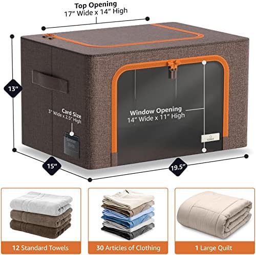 Sorbus Clothing Storage Bins with Clear Window, Metal Frame (6 Pack, Brown) - Image 5