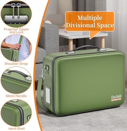 DocSafe Fireproof Document Box Hard Case with Lock ＆ Accordion File Folder - Image 4