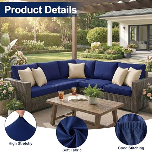 Smiry Waterproof Patio Cushion Covers, Stretch Outdoor Furniture Covers - Image 5