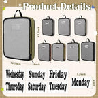 7 Pcs Packing Cubes for Travel Days of Week, Brown, L - Image 2