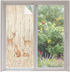Window Privacy Film Frosted, Thanksgiving Fall Non-Adhesive Static Cling Window Tint, Farmhouse Deer Fox Orange Leaves Vines Insulated Windows Frosted Films for Living Room, 35.4 x 78.7 Inches by Unknown