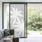 Window Privacy Film Frosted, Gray Tropical Tree Non-Adhesive Static Cling Window Tint, Summer Coastal Palm Trees Insulated Windows Frosted Films for Living Room, 35.4 x 78.7 Inches - Image 2