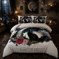 Nttopship Black Cat Comforter Set for Adults 3Pcs,Moonlit Night Cat Bedding Twin Size Soft Warm Bedding for All Season Room Decor with 1 Comforter and 2 Pillow Case by Nttopship
