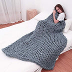 Chunky Knit Throw Blanket Chenille Yarn Soft Cozy Bulky Knitted Blanket for Sofa Bed Chair Large Hand Made Boho Home Decor Slate Grey 48x60 - Image 3
