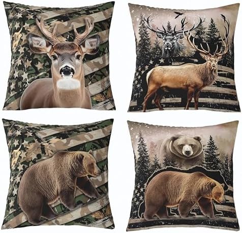 Feelyou Bear Deer Throw Pillow Covers Soft 18" x 18" by Feelyou