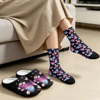 Womens Fuzzy Slipper with Socks Warm Cozy House Slipper and Socks Set Plush Winter Shoes for Indoor - Image 4
