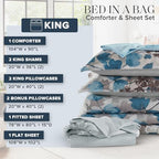 Madison Park Essentials King Comforter Set, Floral Bed in a Bag Blue 9PC - Image 5