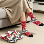 Jeiento Winter Fuzzy Slipper and Crew Socks Warm Winter Shoes Lightweight Soft Cushion House Slipper Bedroom Shoes - Image 3