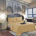 Mocassi King Sheet Set - Luxury Hotel 1800 Premier Bedding Sheets & Pillowcases - Ultra Soft Breathable & Cooling Bed Sheets - Deep Pocket - Wrinkle Resistant - 4 Piece Set - King, Gold - Image 3