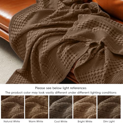 PHF Lightweight 100% Cotton Waffle Blanket for Bed, Queen, Chocolate - Image 6