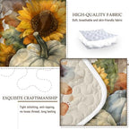BlessLiving Queen Quilt Watercolor Pumpkin Sunflower Halloween Fall Bedding - Image 4
