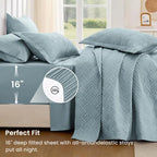 Love's cabin Quilts for Queen Bedspreads, 7 Pieces Bed in a Bag, Light Blue - Image 4