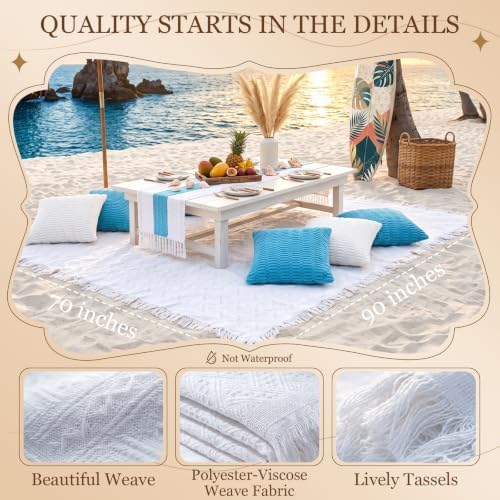 RYCHIC Extra Large Outdoor Picnic Blanket Folding Table Runner 6 Pillows Covers Oversized Sandrpoof Towel Outdoor Rug Family Trip Essentials Summer Vacation Must Have Travel Accessories Lake Day Stuff - Image 3