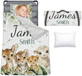 Personalized Toddler Nap Mat for Boys, Custom Name Kids Sleeping Mat for Preschool, Daycare Cot Nap Mat with Corner Straps, Roll-Up Slumber Mat with Soft Blanket & Pillow by YISMEET