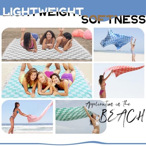 Extra Large Turkish Beach Towel Picnic Mat Throw Blanket Oversized Sand Free Quick Dry Resistant Lightweight Sandless Cloud Hawaii Honeymoon Travel Essentials Xl Big Jumbo Women Summer Vacation Gift - Image 3