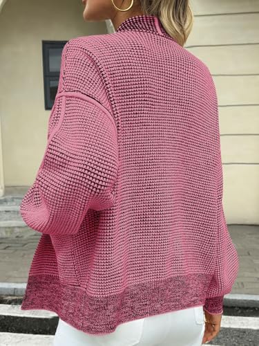 Saodimallsu Womens Open Front Cardigans Waffle Knit Sweaters with Pockets - Image 5