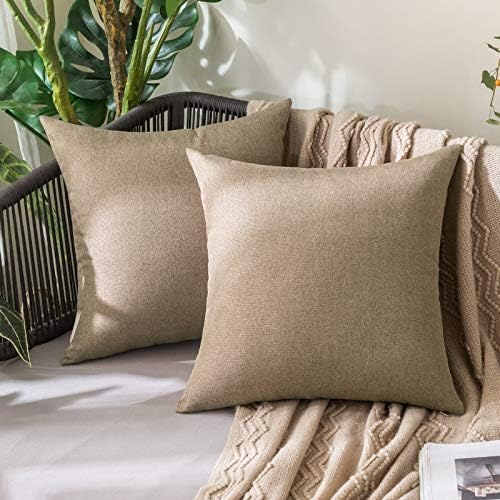 MIULEE Decorative Outdoor Pillow Covers Euro Waterproof 22x22 Khaki by MIULEE