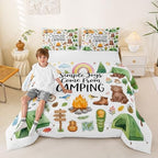 Erosebridal Forest Themed Camping Toddler Size Comforter Set, RV Bunk Camper Outdoor Kids Bedding Set for Girls Boys, Woodland Farmhouse Bear 2-Piece Bed Sets, Travel Trailers Room Decor - Image 6