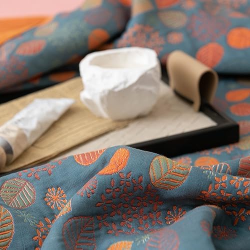 100% Cotton Jacquard Quilt Rustic Floral Leaves Print,Soft Muslin Bed Cover 3 Layers Reversible Bedspread Coverlet Breathable Lightweight Bedding,King(98"x94"), No Pillow Sham - Image 7
