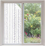 Window Privacy Film Frosted, Modern Minimalist Non-Adhesive Static Cling Window Tint, Rustic Leaves Stripes Pattern Purple Insulated Windows Frosted Films for Living Room, 35.4 x 78.7 Inches by Unknown