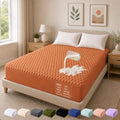 OhGeni 100% Waterproof Mattress Protector,Queen Size Mattress Soft Pad,Pet Hair & Bedwetting Resistant,Cooling Breathable Fitted Sheets,Washable Bed Cover Over 99 pcs Hex Filled Bumps,Orange by OhGeni
