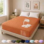 OhGeni 100% Waterproof Mattress Protector,Queen Size Mattress Soft Pad,Pet Hair & Bedwetting Resistant,Cooling Breathable Fitted Sheets,Washable Bed Cover Over 99 pcs Hex Filled Bumps,Orange by OhGeni