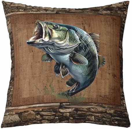 Feelyou Fish Bass Throw Pillow Covers Soft 18" x 18" - Image 3