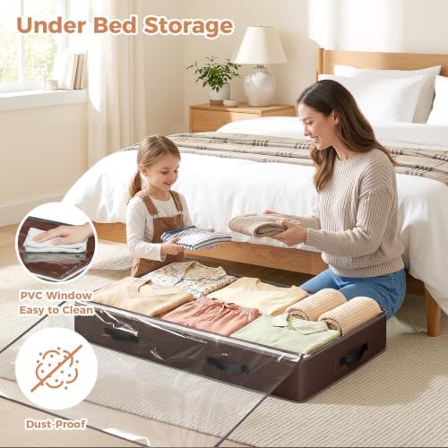 Budding Joy 6 Pack 95L Under bed Storage Containers Brown - Image 2