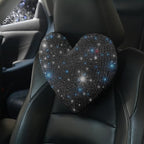 Car Headrest Neck Pillows Rhinestone Automobile Headrest Cover Car Headrest Neck Pillow for Driving with Bling Bling Crystal Car Accessories for Women, Girls and Ladies Black 2 Pieces - Image 4