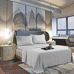Mocassi Twin Sheet Set - Luxury Hotel 1800 Premier Bedding Sheets & Pillowcases - Ultra Soft Breathable & Cooling Bed Sheets - Deep Pocket - Wrinkle Resistant - 4 Piece Set - Twin, Silver - Image 3