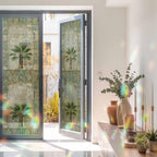 Vintage Palm Trees Window Privacy Film Rainbow Static Cling Stain Glass Window Film for Glass Door, Decorative Heat Blocking Sunroof Decal Sticker for Car 29.5"x118" Tropical Summer Botanical Retro - Image 3