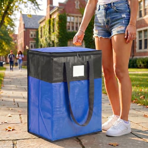 4Pack (110L*2+180L*2) Extra Large Moving Bags Heavy Duty with Wide Comfortable Handles & Strong Zipper, Durable Storage Bags Totes, Reusable Moving Boxes for College Dorm Bedding Space Saving,Blue - Image 5