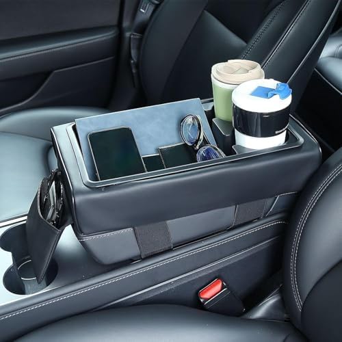 Car Armrest Organizer Multifunctional PU Leather Cup Holders - Image 4