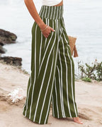 Angerella Womens Elastic High Waisted Palazzo Pants Casual Wide Leg Long Lounge Pant Trousers with Pocket - Image 4