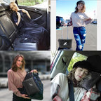BlueHills Mini and Plush Travel Blanket Pillows for Two Airplane Traveling Essentials Flight Throws in Bag case with Backpack Clip Compact Plane Accessories – Black and Grayish Blue - Image 2